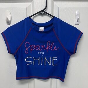 Cat & Jack Blue Short Sleeve Tee Sparkle Print Crop Top